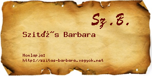 Szitás Barbara névjegykártya